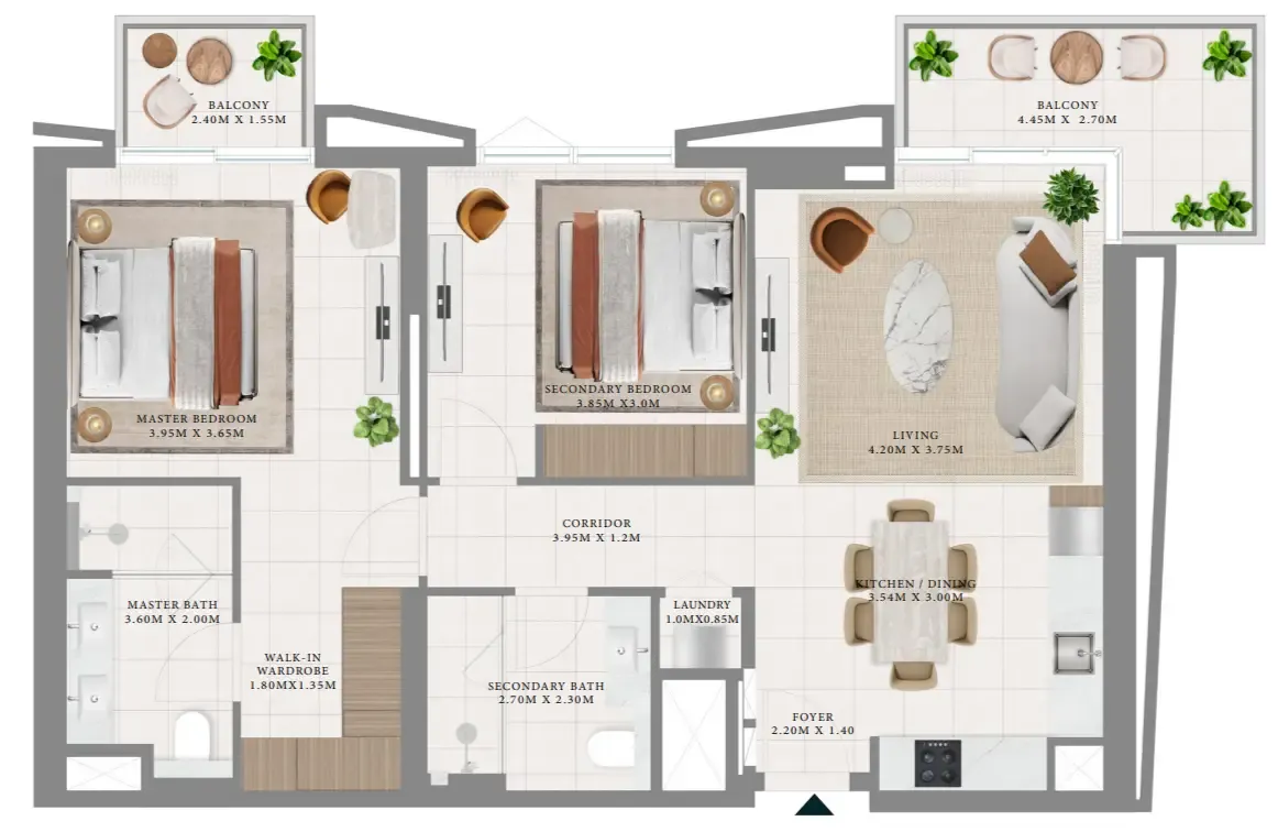 2 bed