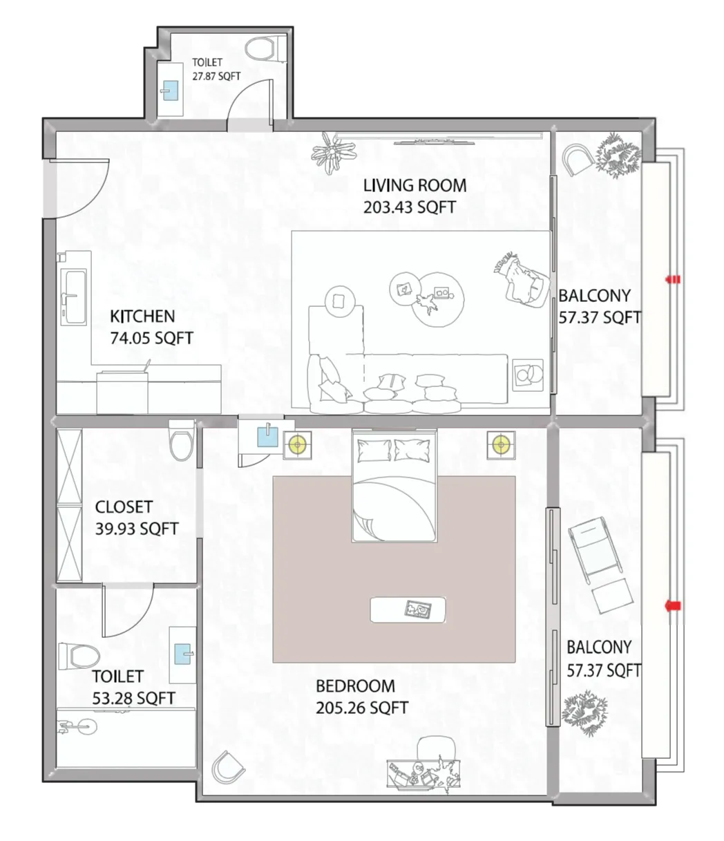 1 bed