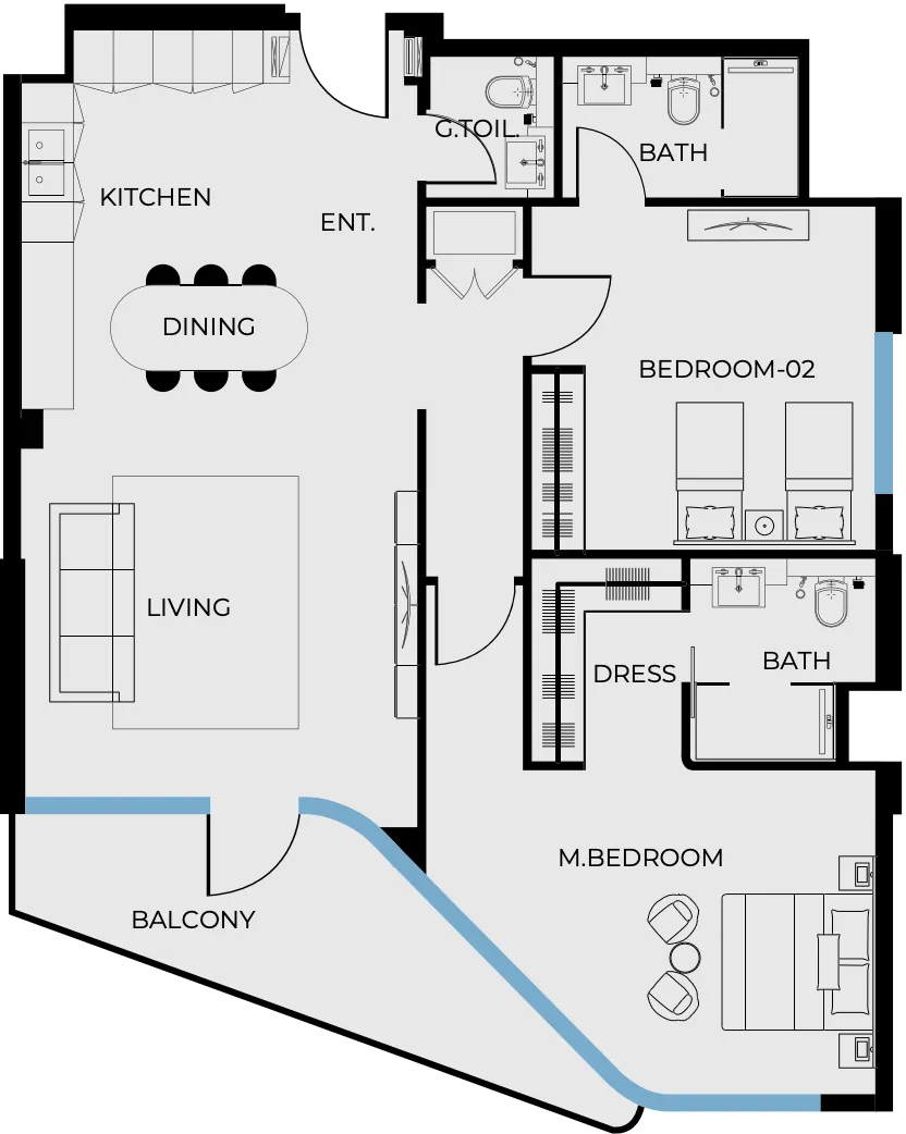 2 bed