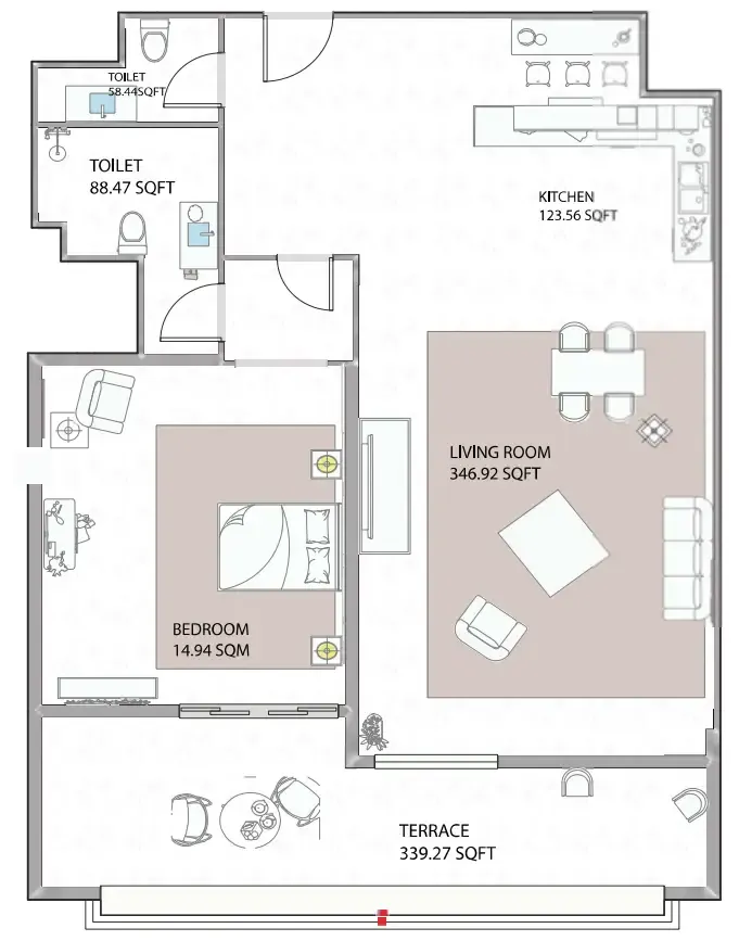 1 bed
