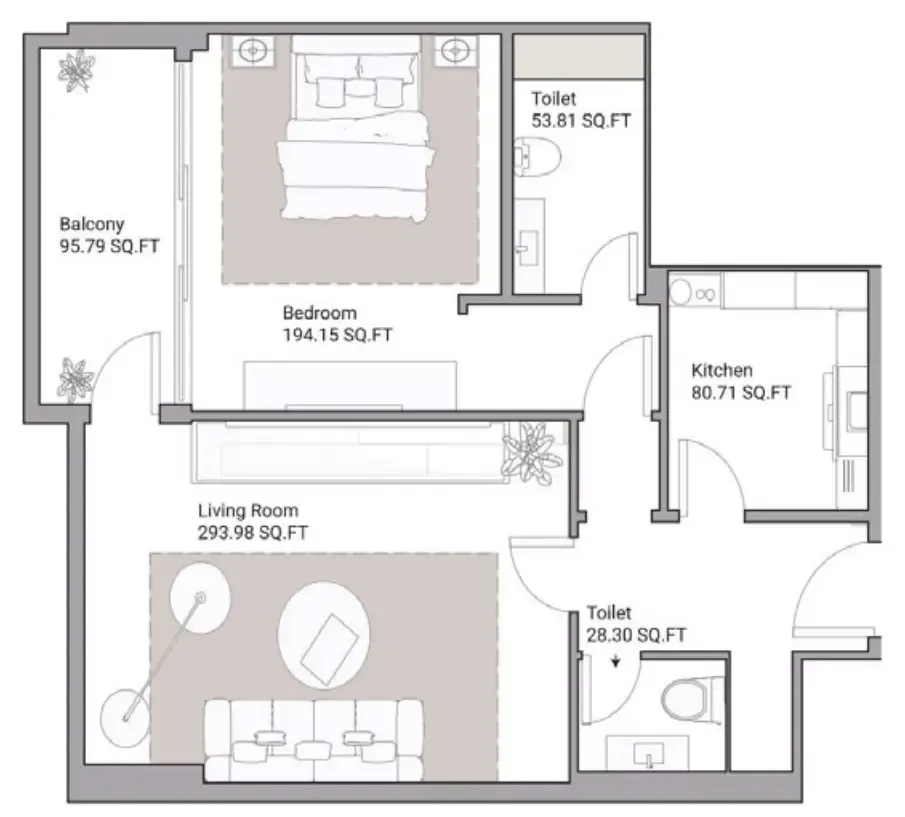 1 bed