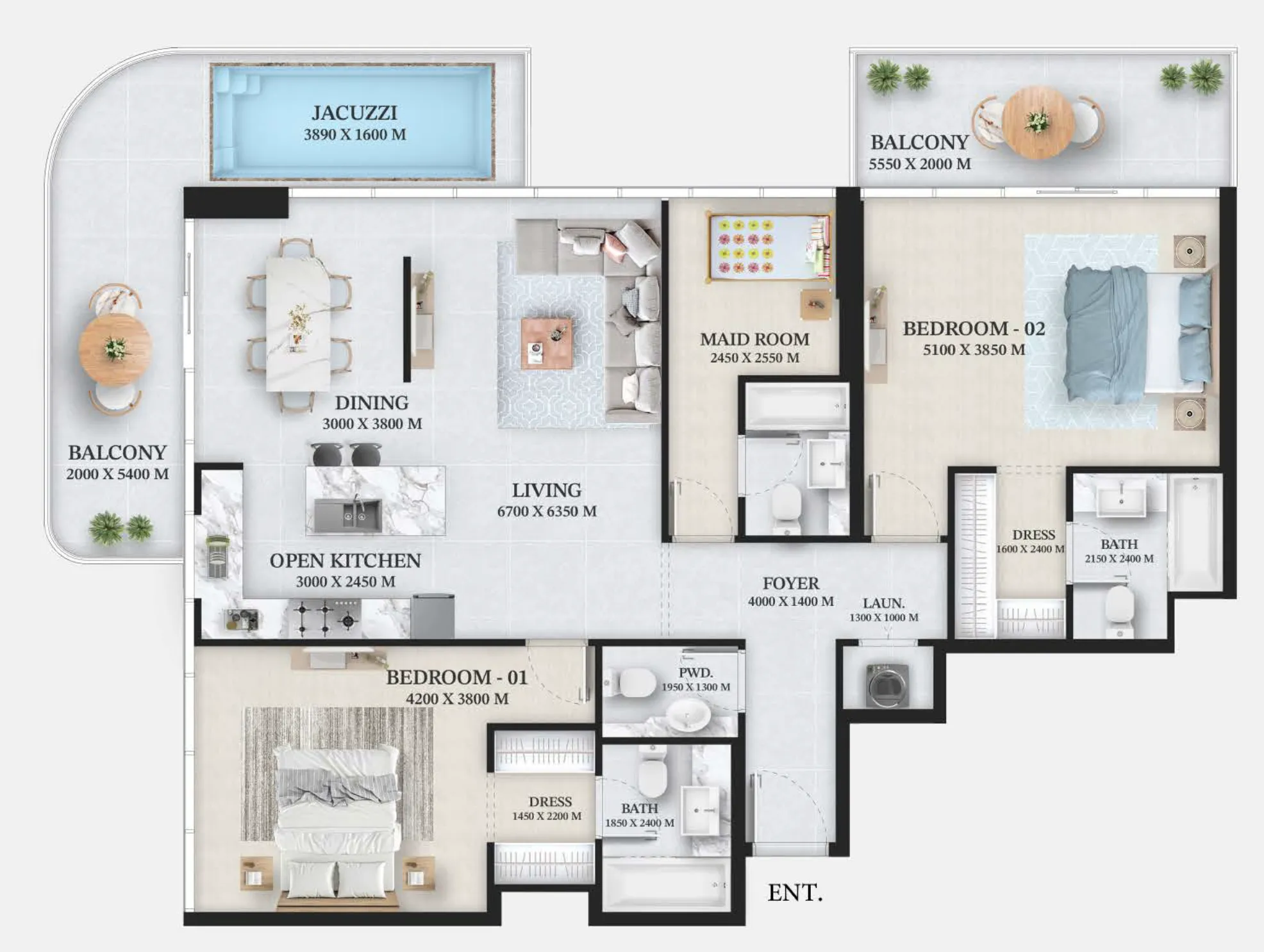 2 bed