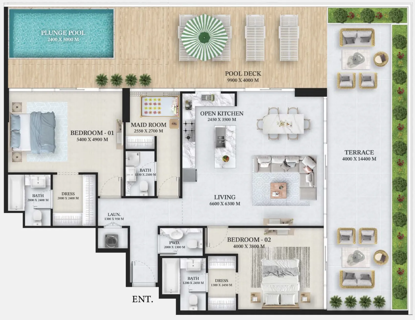 2 bed