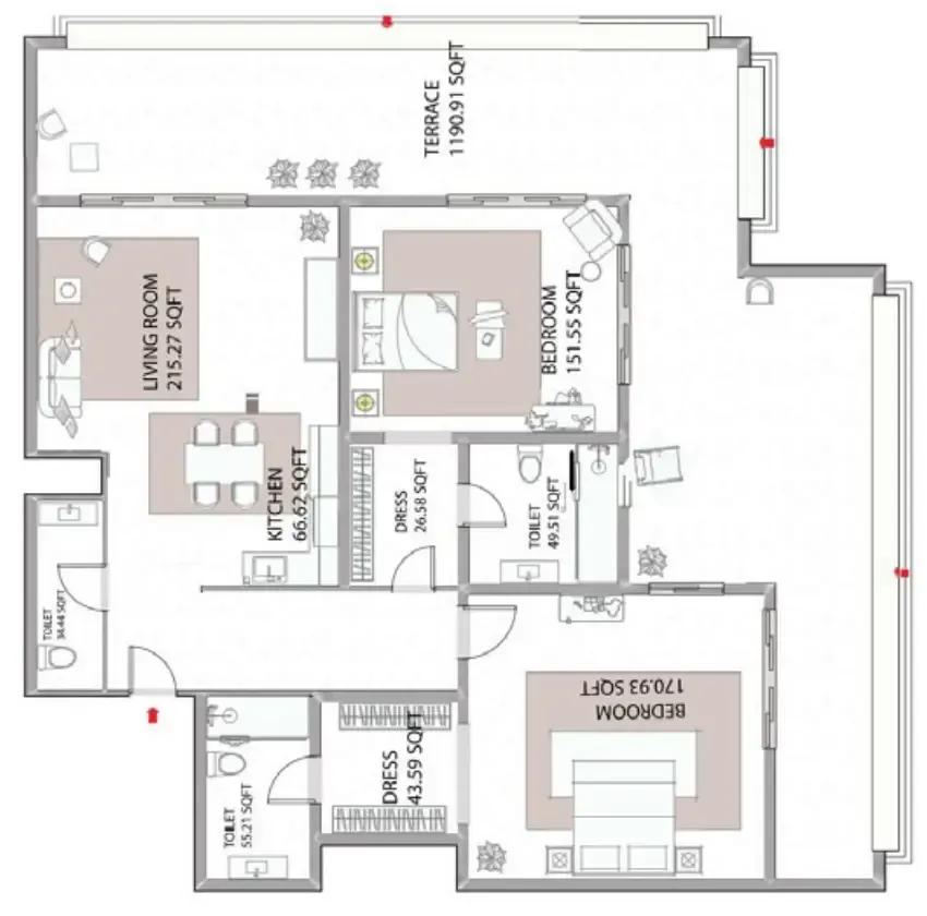2 bed