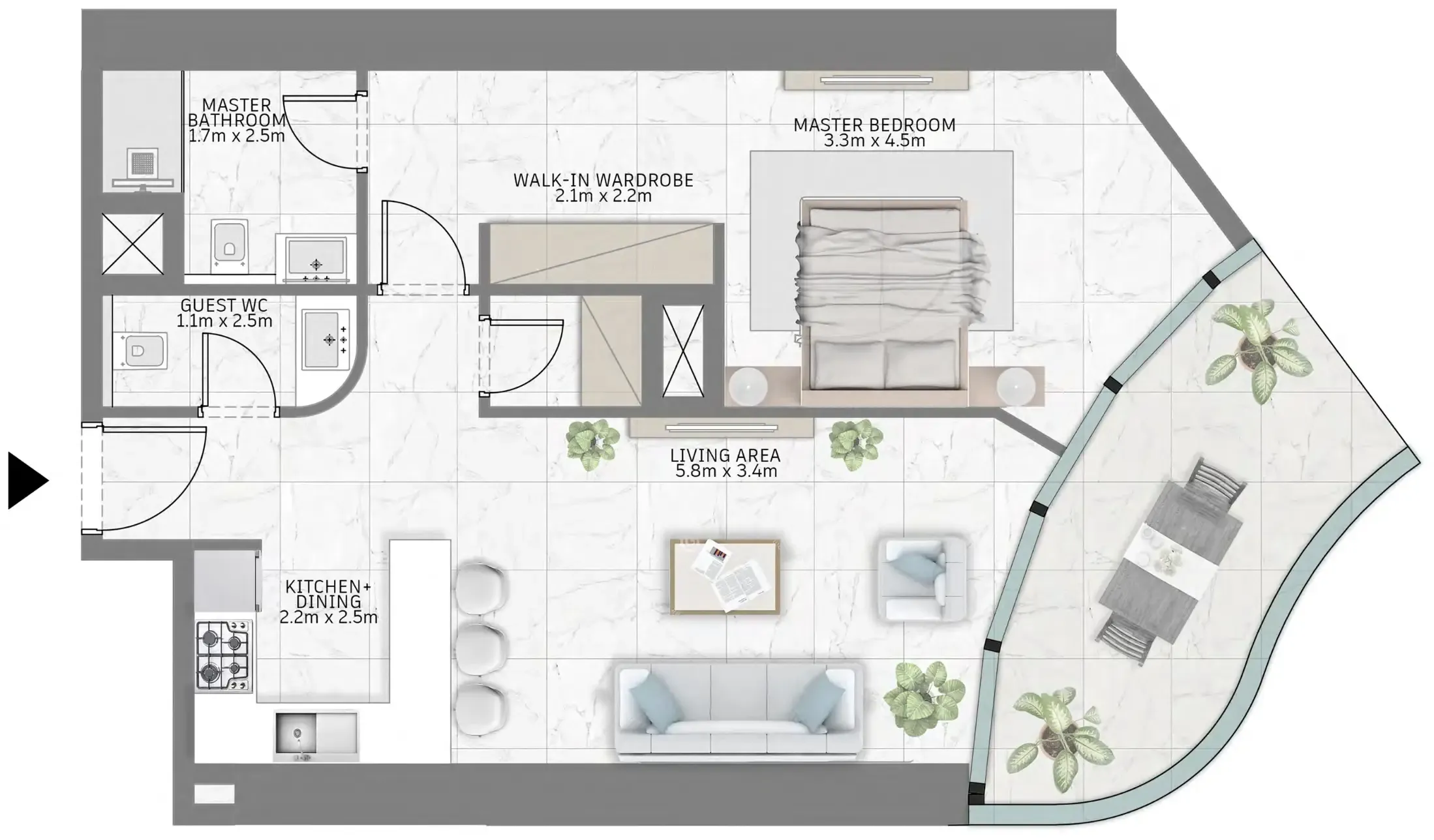 1 bed