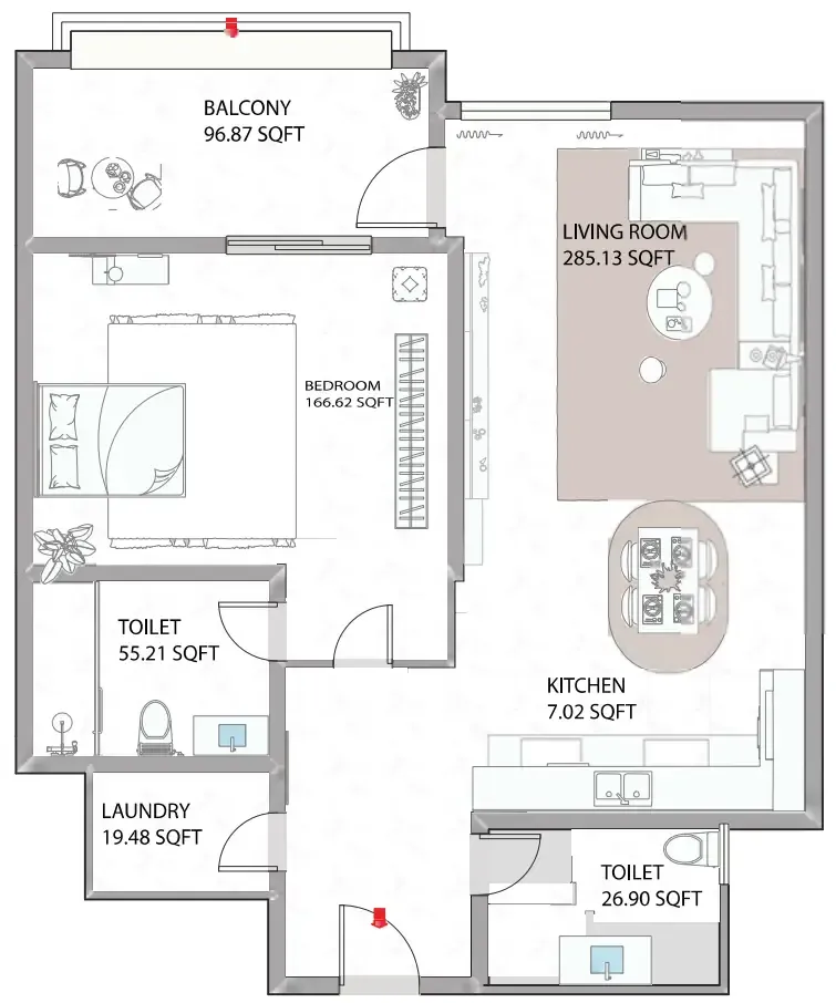 1 bed