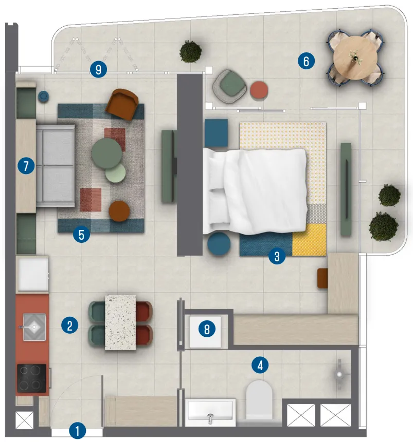 1 bed