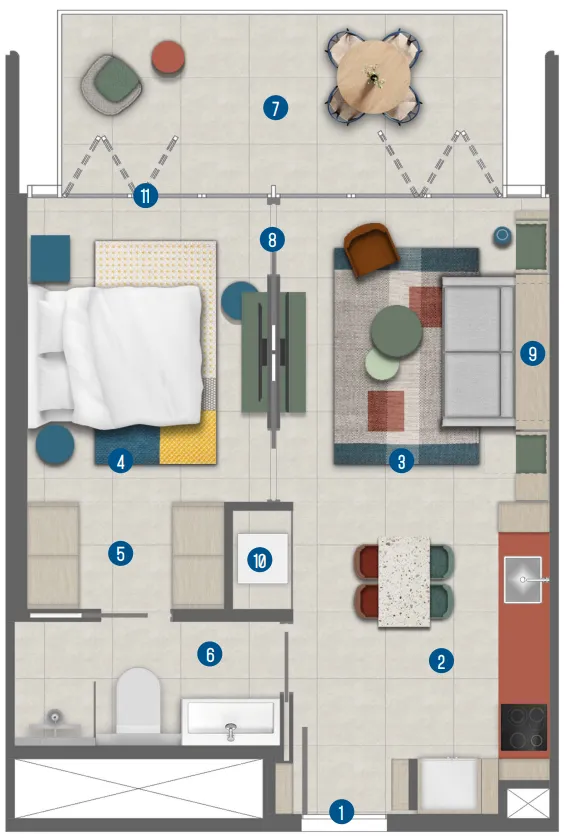1 bed