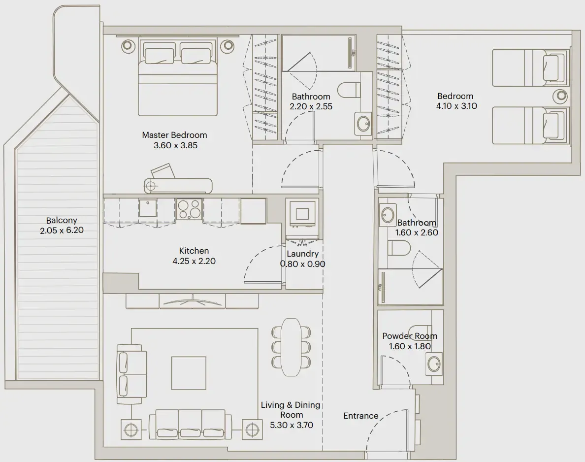2 bed