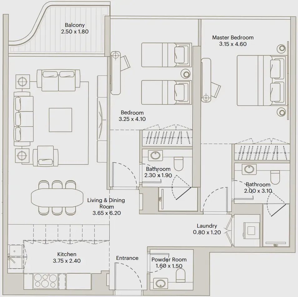 2 bed