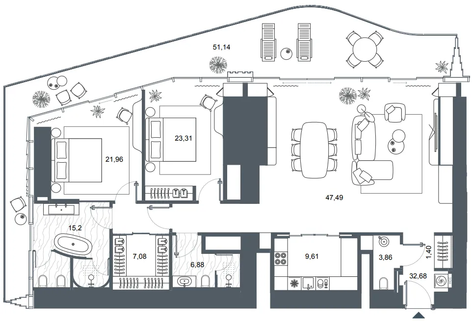 2 bed
