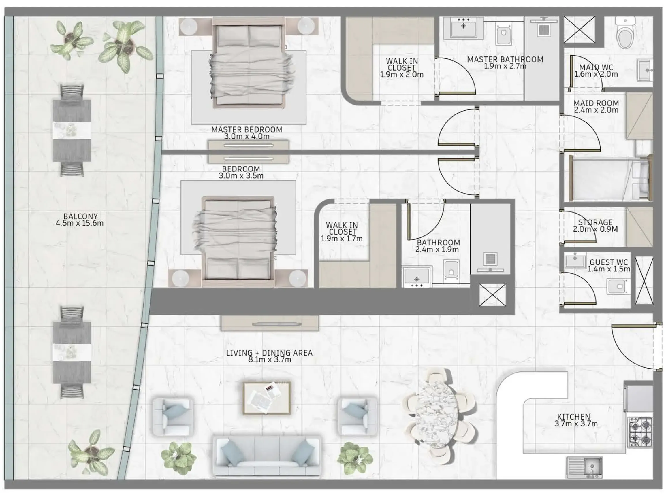 2 bed