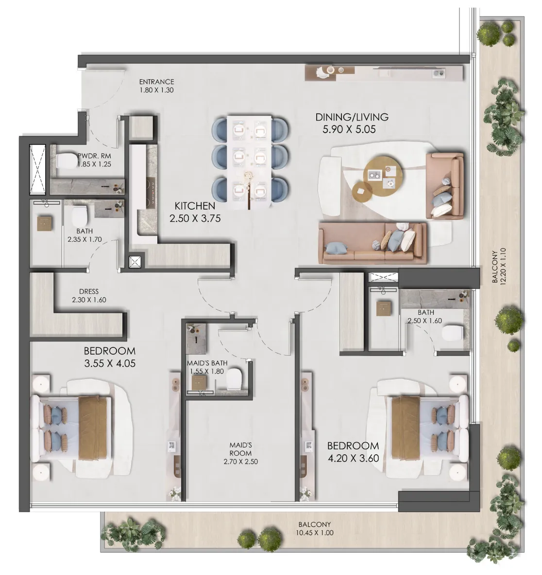 2 bed