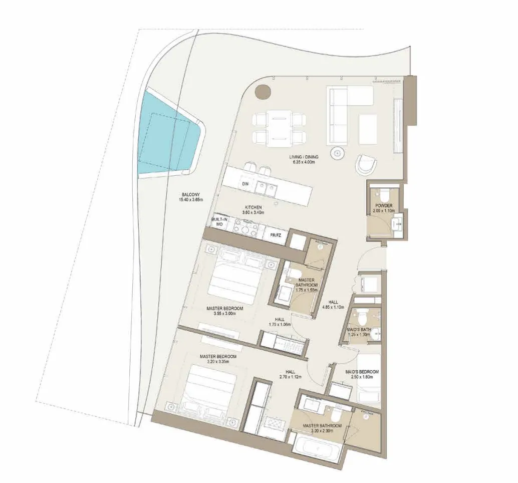 2 bed
