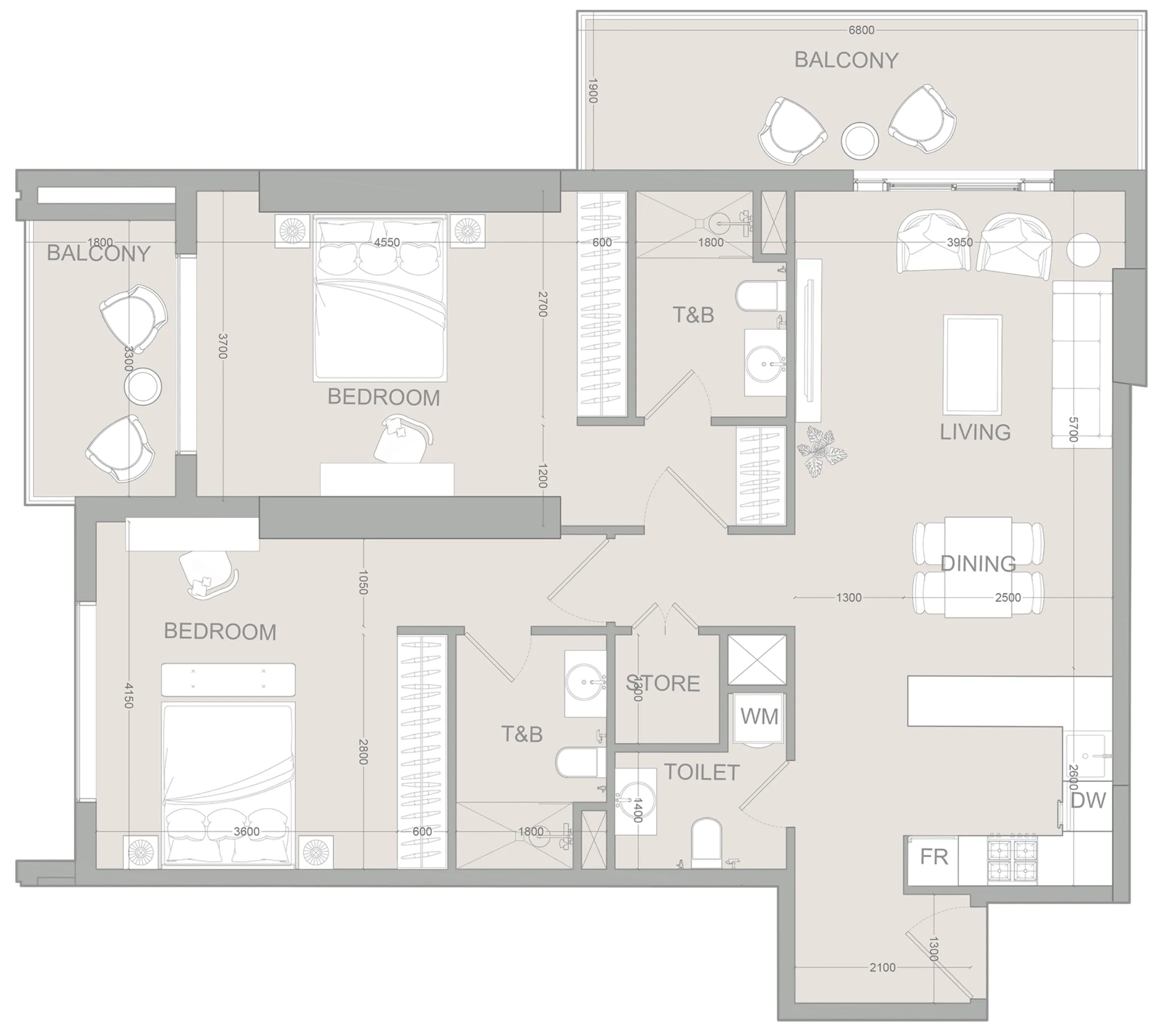 2 bed