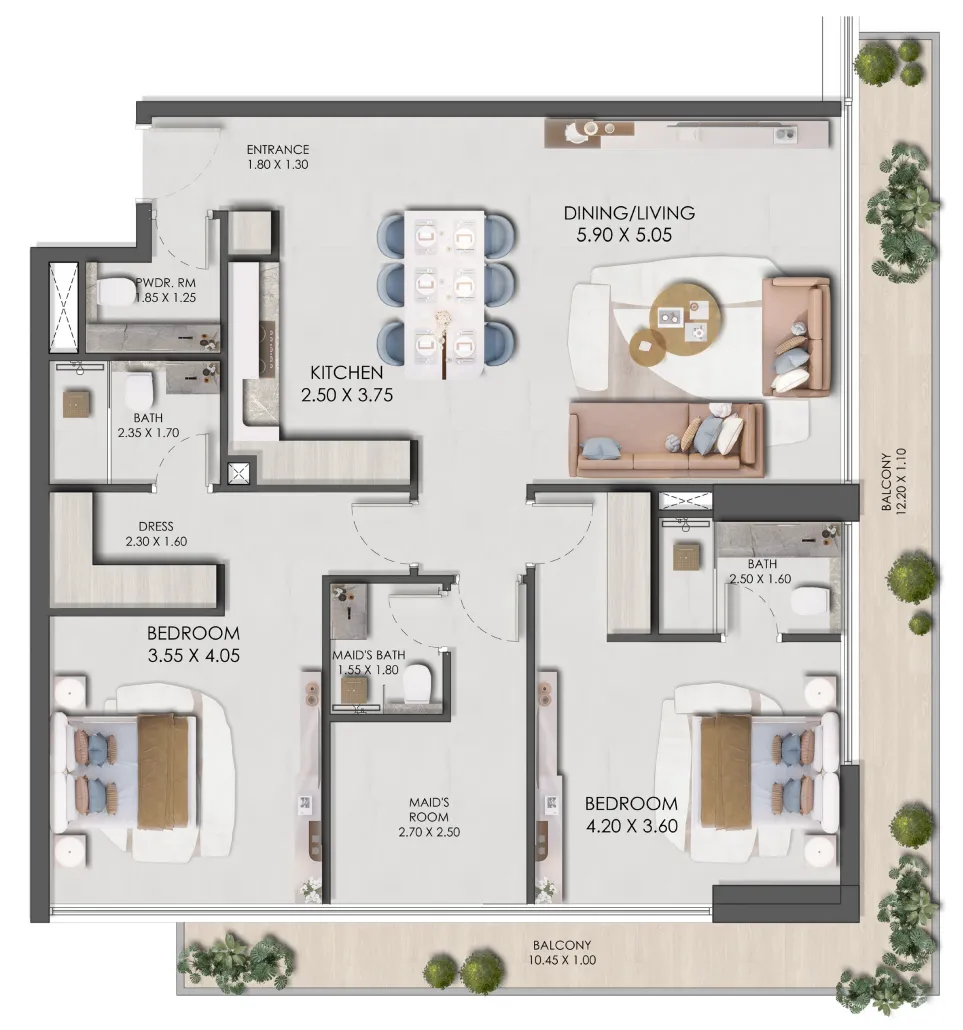 2 bed