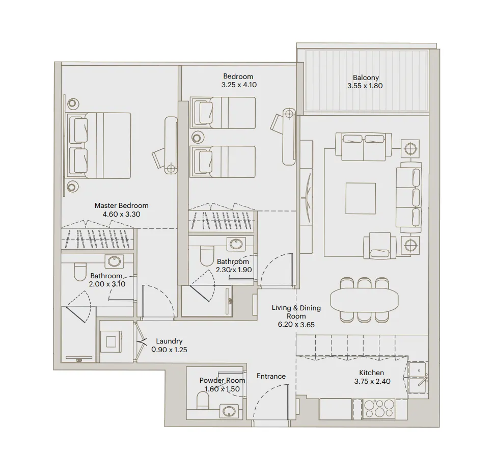 2 bed