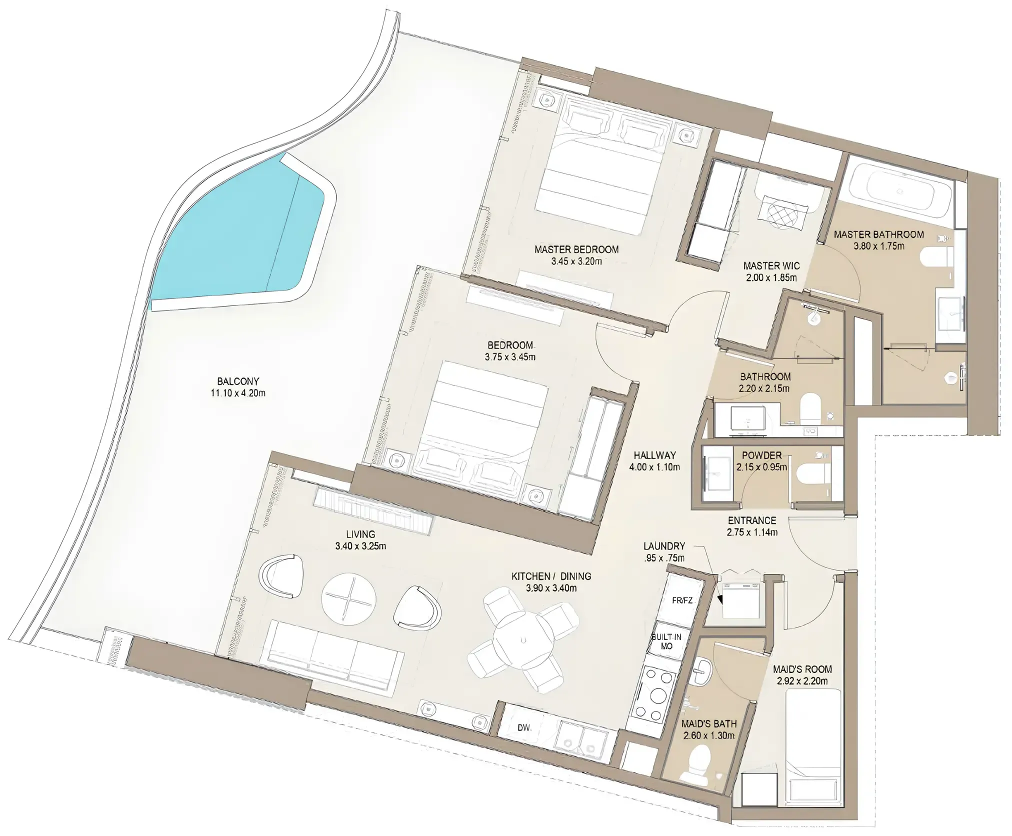 2 bed