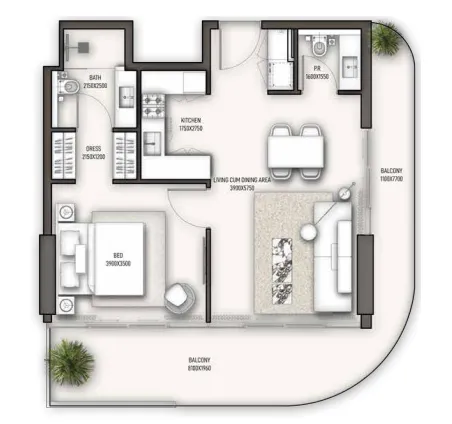1 bed