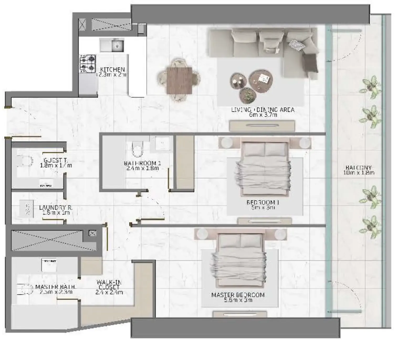 2 bed