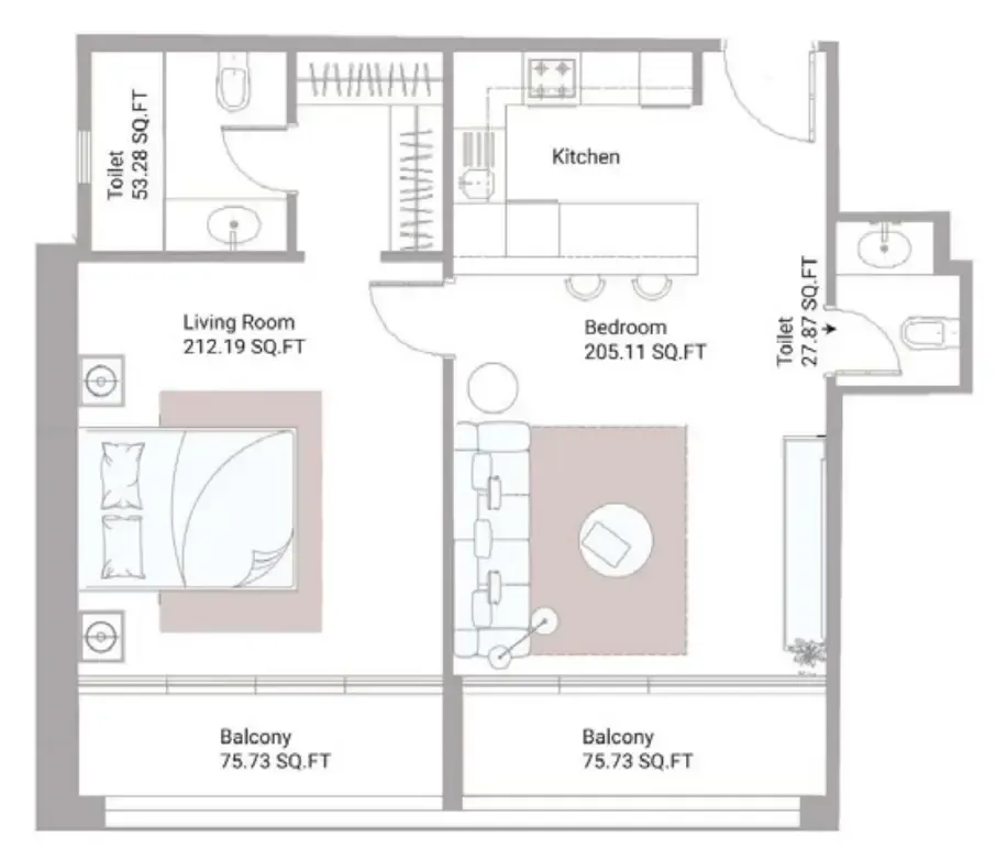 1 bed