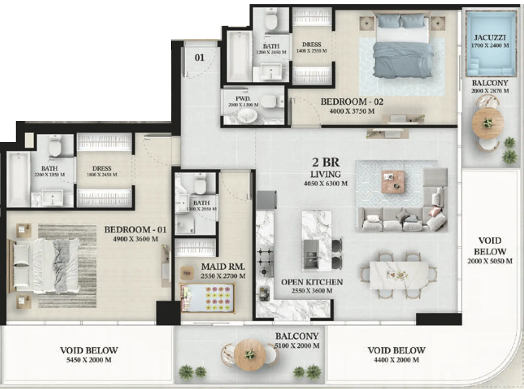 2 bed