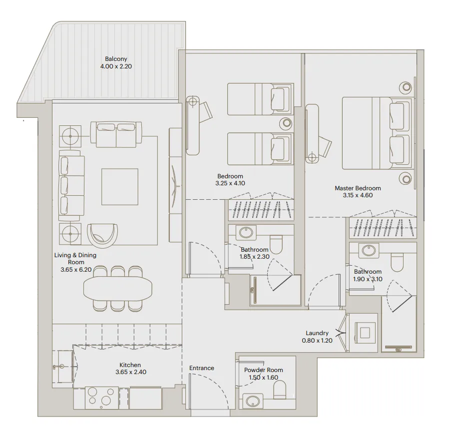 2 bed