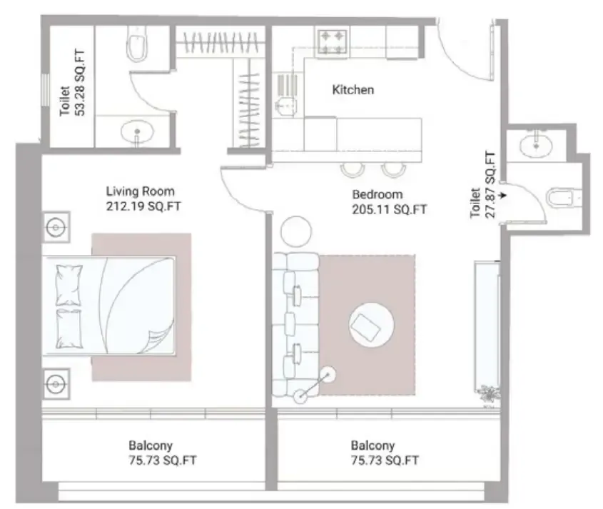 1 bed