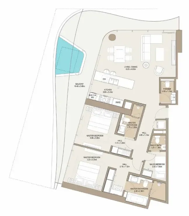 2 bed