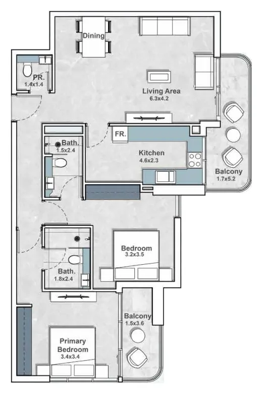 2 bed
