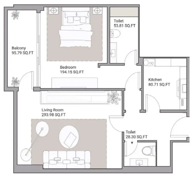 1 bed