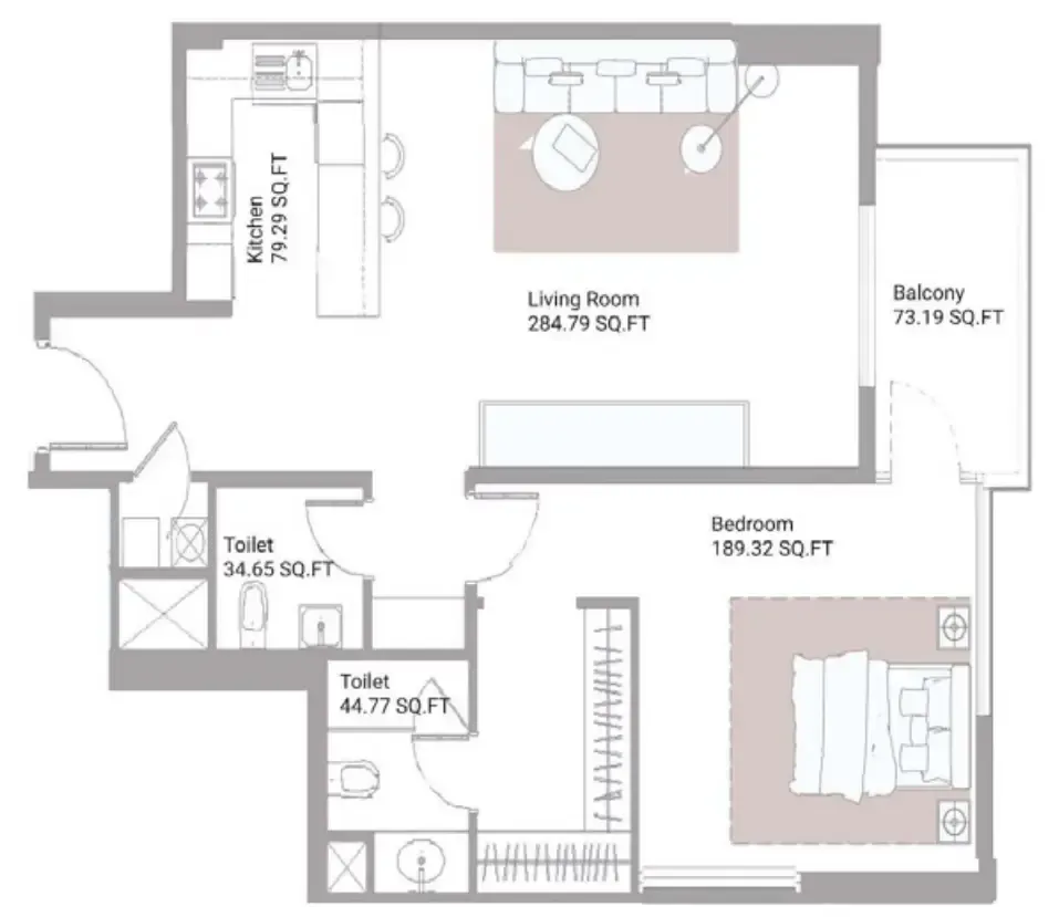 1 bed