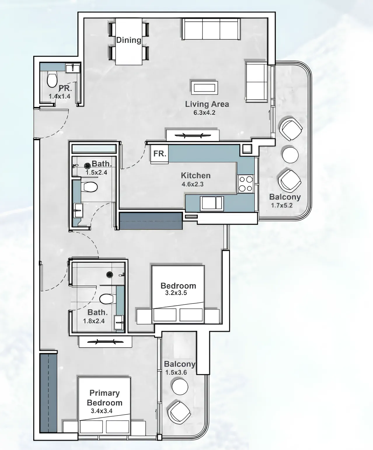2 bed
