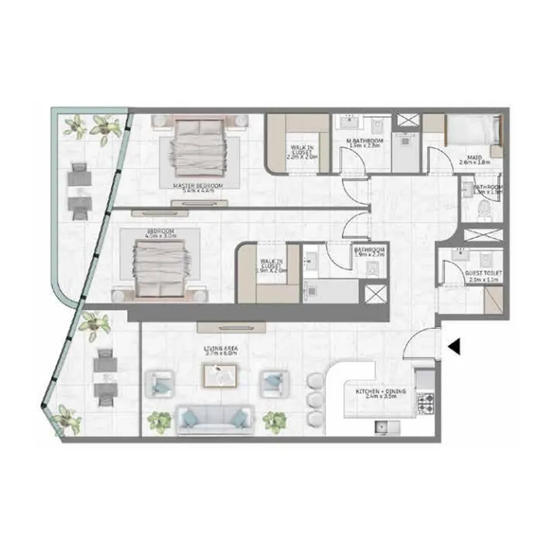 2 bed