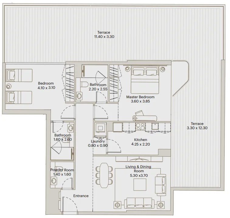 2 bed