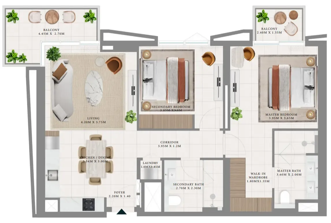 2 bed