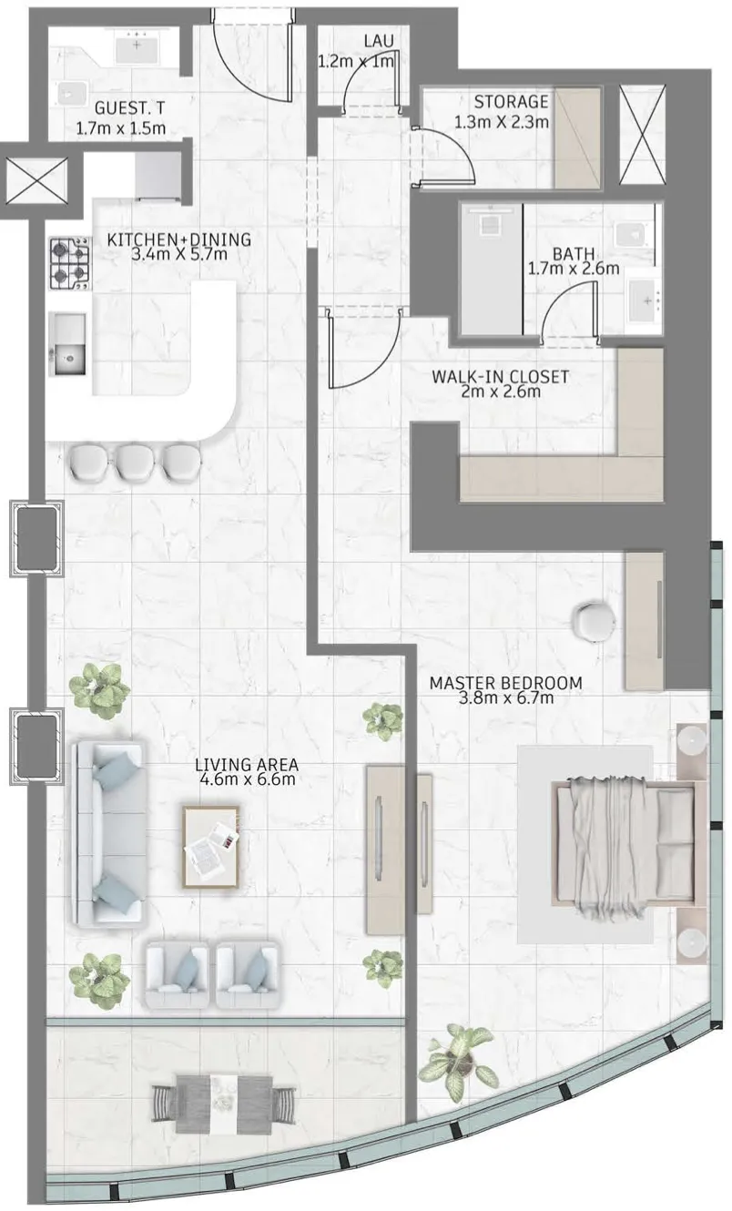 1 bed