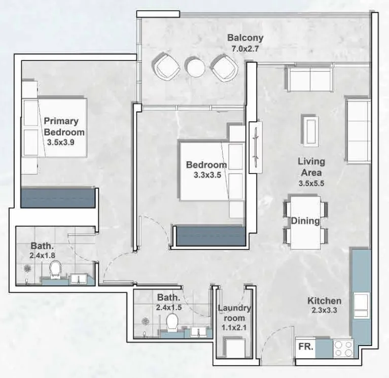 2 bed