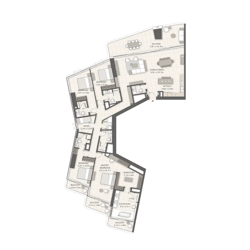 4 bed