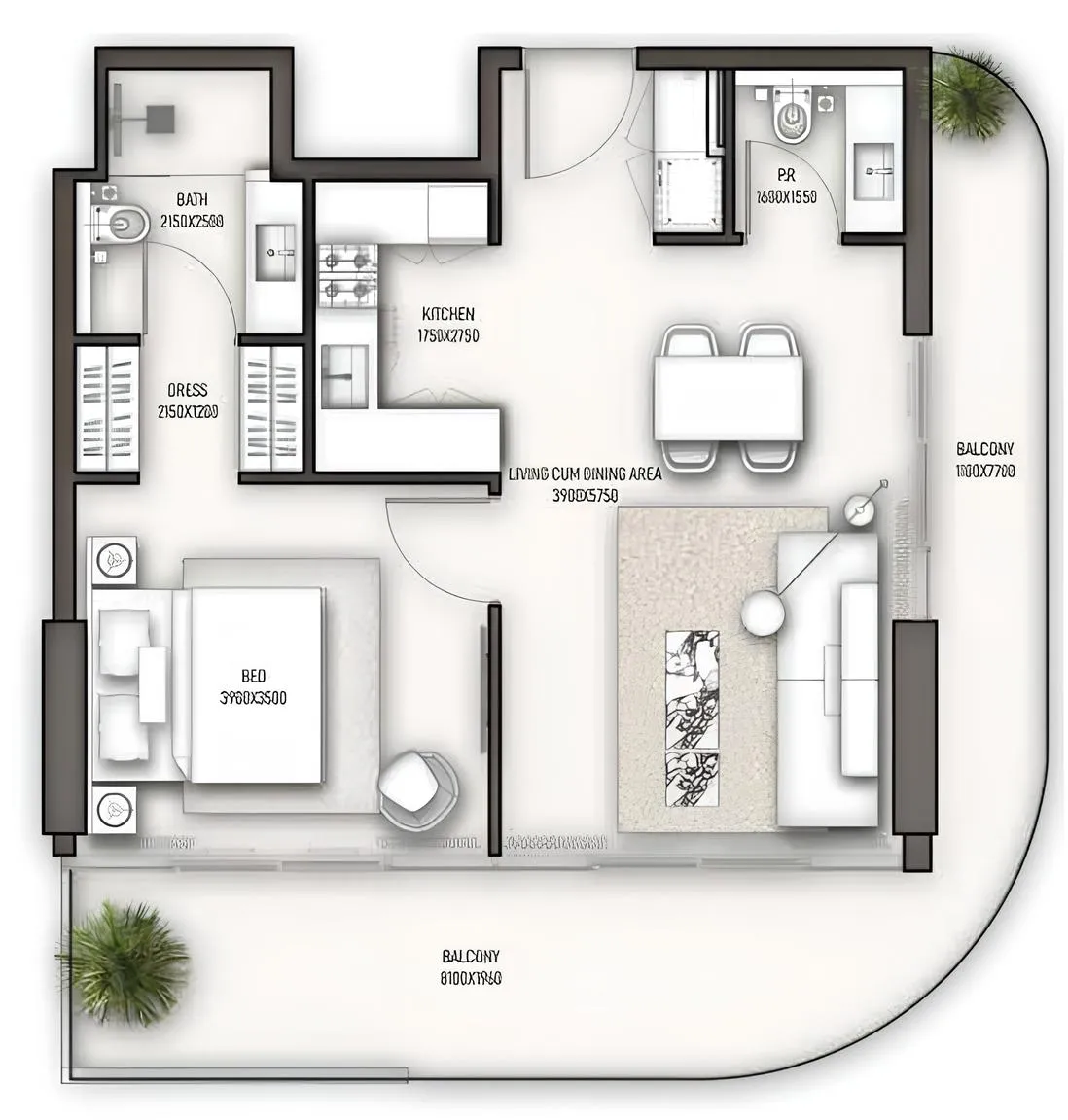 1 bed