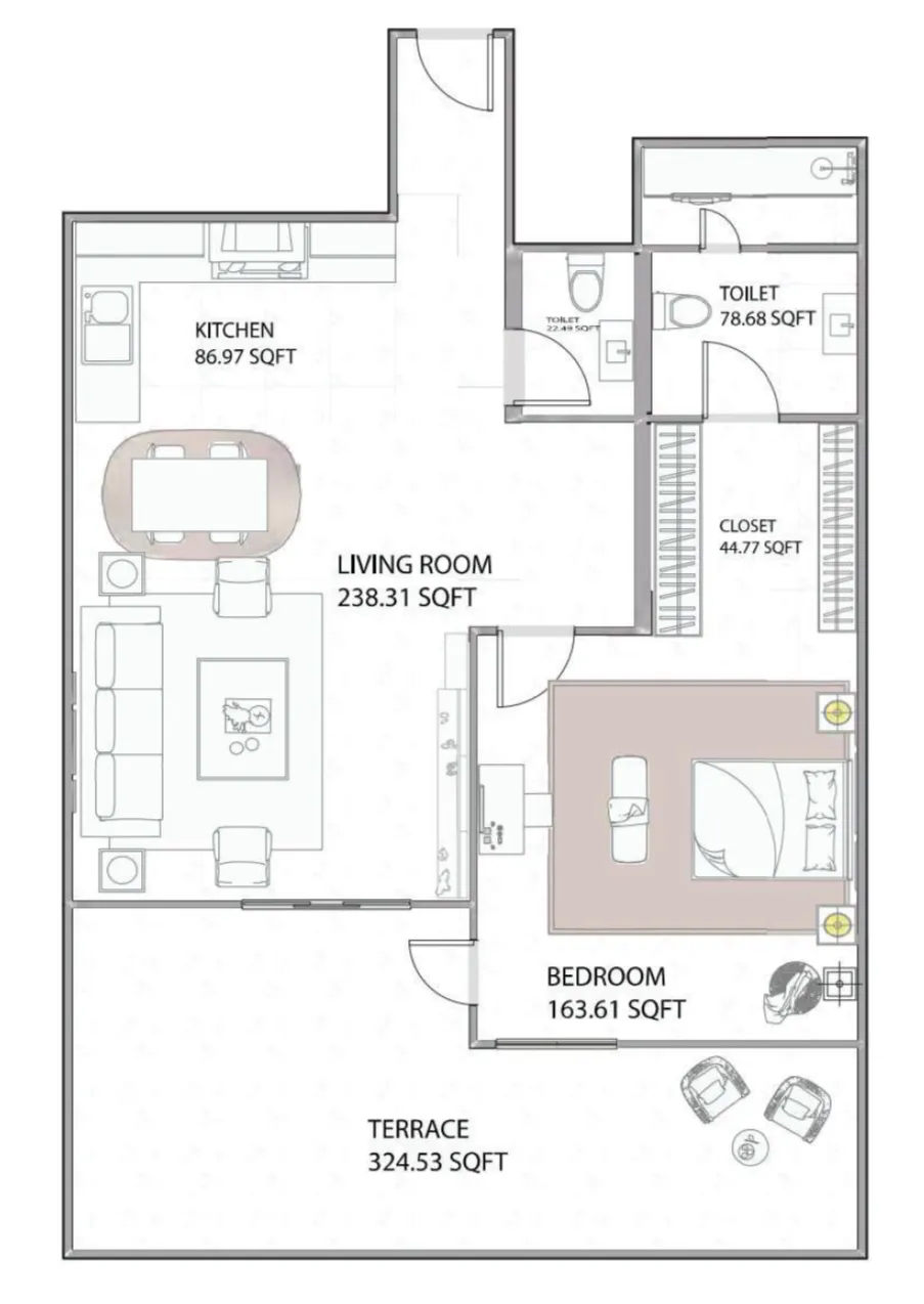 1 bed