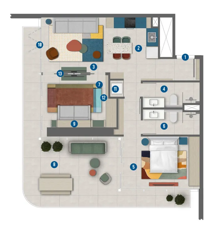 2 bed