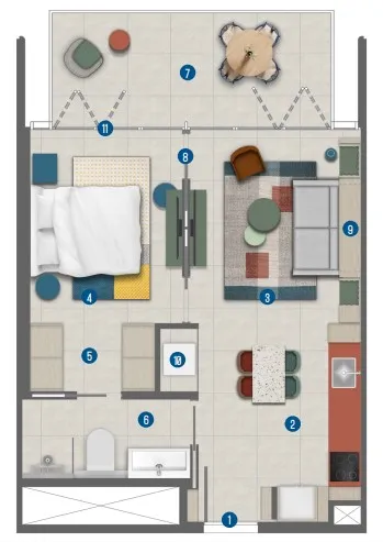 1 bed