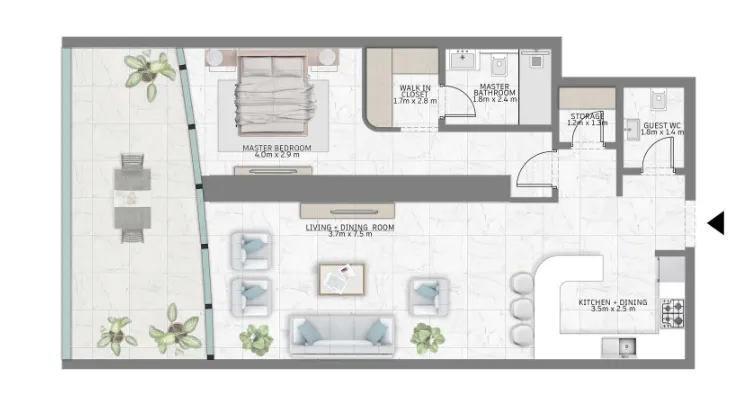 1 bed
