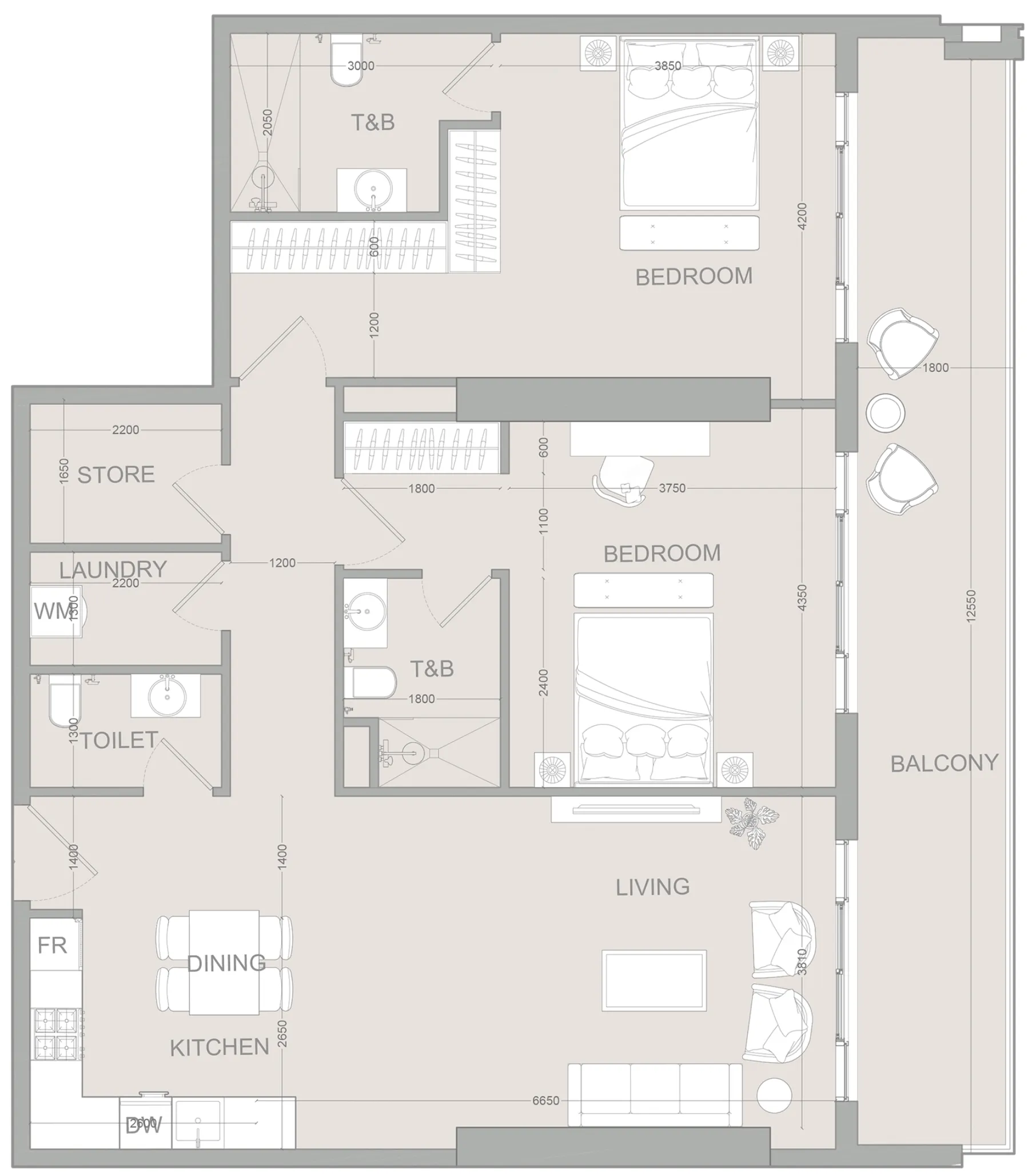 2 bed