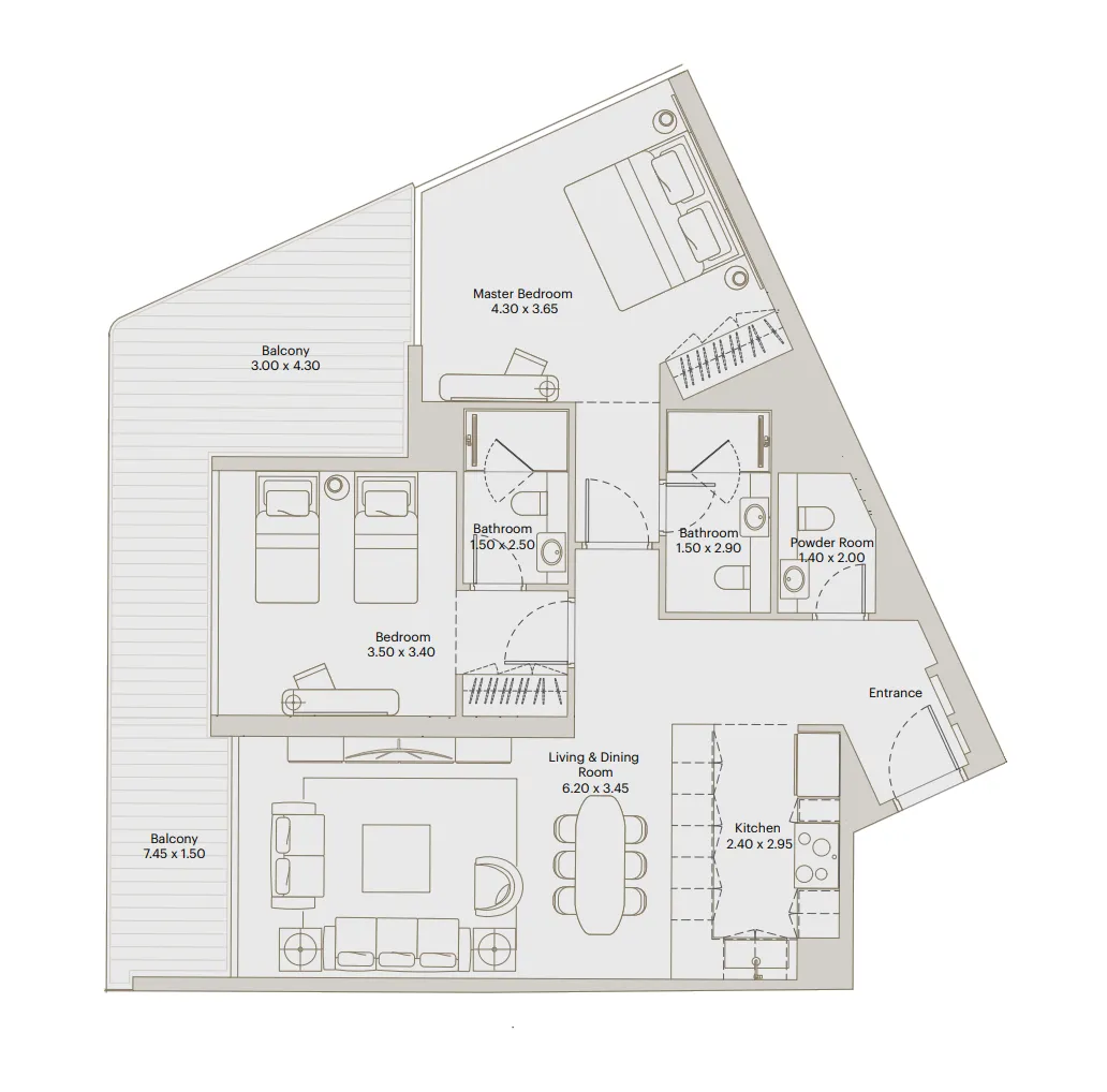 2 bed