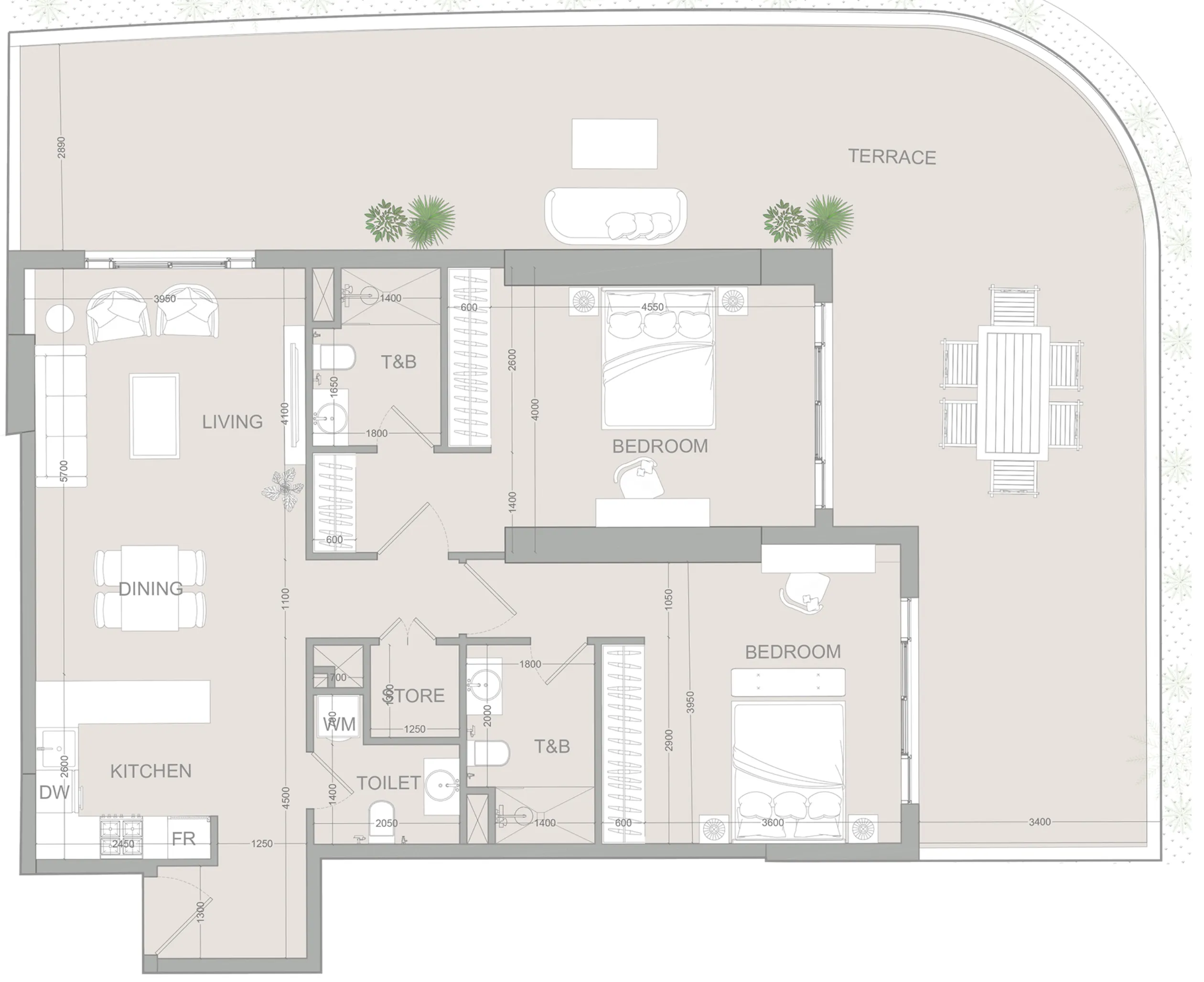 2 bed
