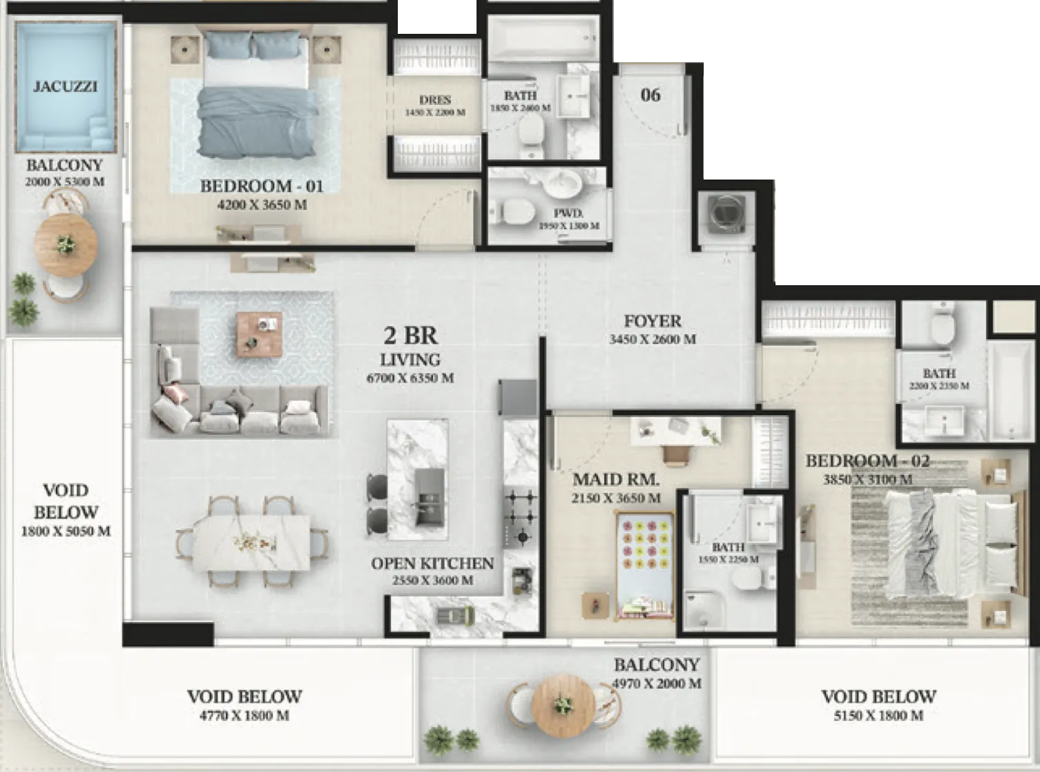2 bed