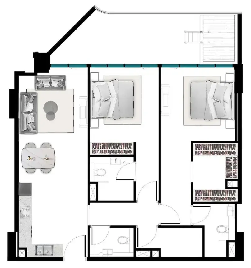 2 bed