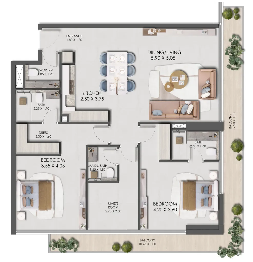 2 bed